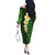 Green Polynesia Off The Shoulder Long Sleeve Dress Plumeria Tropical Leaves With Galaxy Polynesian Art LT14 - Polynesian Pride