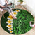 Green Polynesia Round Carpet Plumeria Tropical Leaves With Galaxy Polynesian Art LT14 - Polynesian Pride