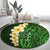 Green Polynesia Round Carpet Plumeria Tropical Leaves With Galaxy Polynesian Art LT14 - Polynesian Pride