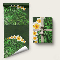 Green Polynesia Wrapping Paper Plumeria Tropical Leaves With Galaxy Polynesian Art