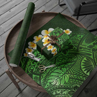Green Polynesia Wrapping Paper Plumeria Tropical Leaves With Galaxy Polynesian Art