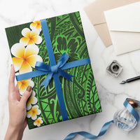 Green Polynesia Wrapping Paper Plumeria Tropical Leaves With Galaxy Polynesian Art