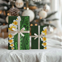 Green Polynesia Wrapping Paper Plumeria Tropical Leaves With Galaxy Polynesian Art