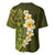 Lime Green Tropical Plumeria With Galaxy Polynesian Art Baseball Jersey LT14 - Polynesian Pride