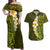 Lime Green Tropical Plumeria With Galaxy Polynesian Art Couples Matching Off Shoulder Maxi Dress and Hawaiian Shirt LT14 Lime Green - Polynesian Pride