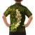 Lime Green Tropical Plumeria With Galaxy Polynesian Art Family Matching Off Shoulder Long Sleeve Dress and Hawaiian Shirt LT14 - Polynesian Pride