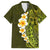 Lime Green Tropical Plumeria With Galaxy Polynesian Art Family Matching Off Shoulder Short Dress and Hawaiian Shirt LT14 Dad's Shirt - Short Sleeve Lime Green - Polynesian Pride