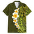 Lime Green Tropical Plumeria With Galaxy Polynesian Art Family Matching Short Sleeve Bodycon Dress and Hawaiian Shirt LT14 Dad's Shirt - Short Sleeve Lime Green - Polynesian Pride