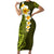 Lime Green Tropical Plumeria With Galaxy Polynesian Art Family Matching Short Sleeve Bodycon Dress and Hawaiian Shirt LT14 Mom's Dress Lime Green - Polynesian Pride