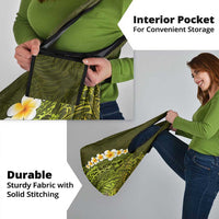 Lime Green Tropical Plumeria With Galaxy Polynesian Art Grocery Bag LT14 - Polynesian Pride