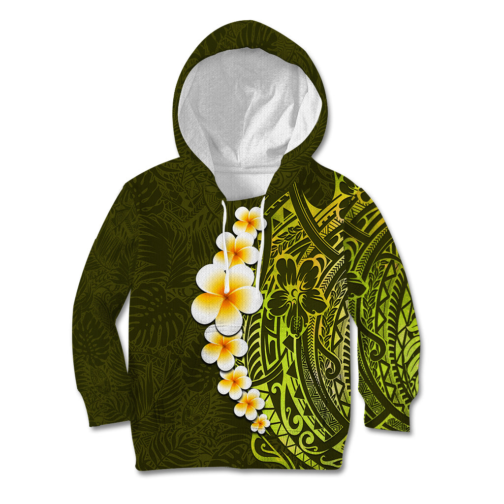 Lime Green Tropical Plumeria With Galaxy Polynesian Art Kid Hoodie LT14 Hoodie Lime Green - Polynesian Pride