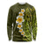 Lime Green Tropical Plumeria With Galaxy Polynesian Art Long Sleeve Shirt LT14 Unisex Lime Green - Polynesian Pride