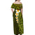 Lime Green Tropical Plumeria With Galaxy Polynesian Art Off Shoulder Maxi Dress LT14 - Polynesian Pride