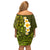 Lime Green Tropical Plumeria With Galaxy Polynesian Art Off Shoulder Short Dress LT14 - Polynesian Pride