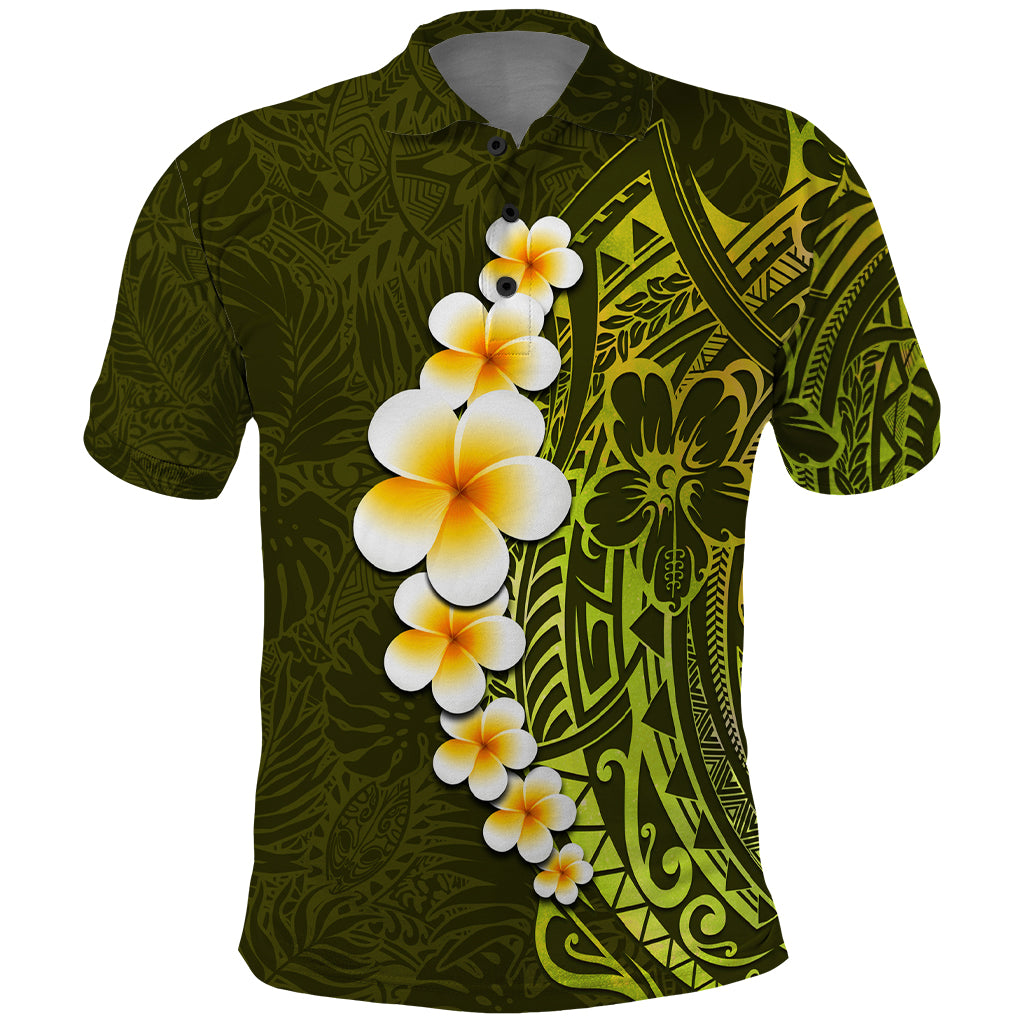 Lime Green Tropical Plumeria With Galaxy Polynesian Art Polo Shirt LT14 Lime Green - Polynesian Pride