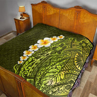 Lime Green Tropical Plumeria With Galaxy Polynesian Art Quilt LT14 - Polynesian Pride