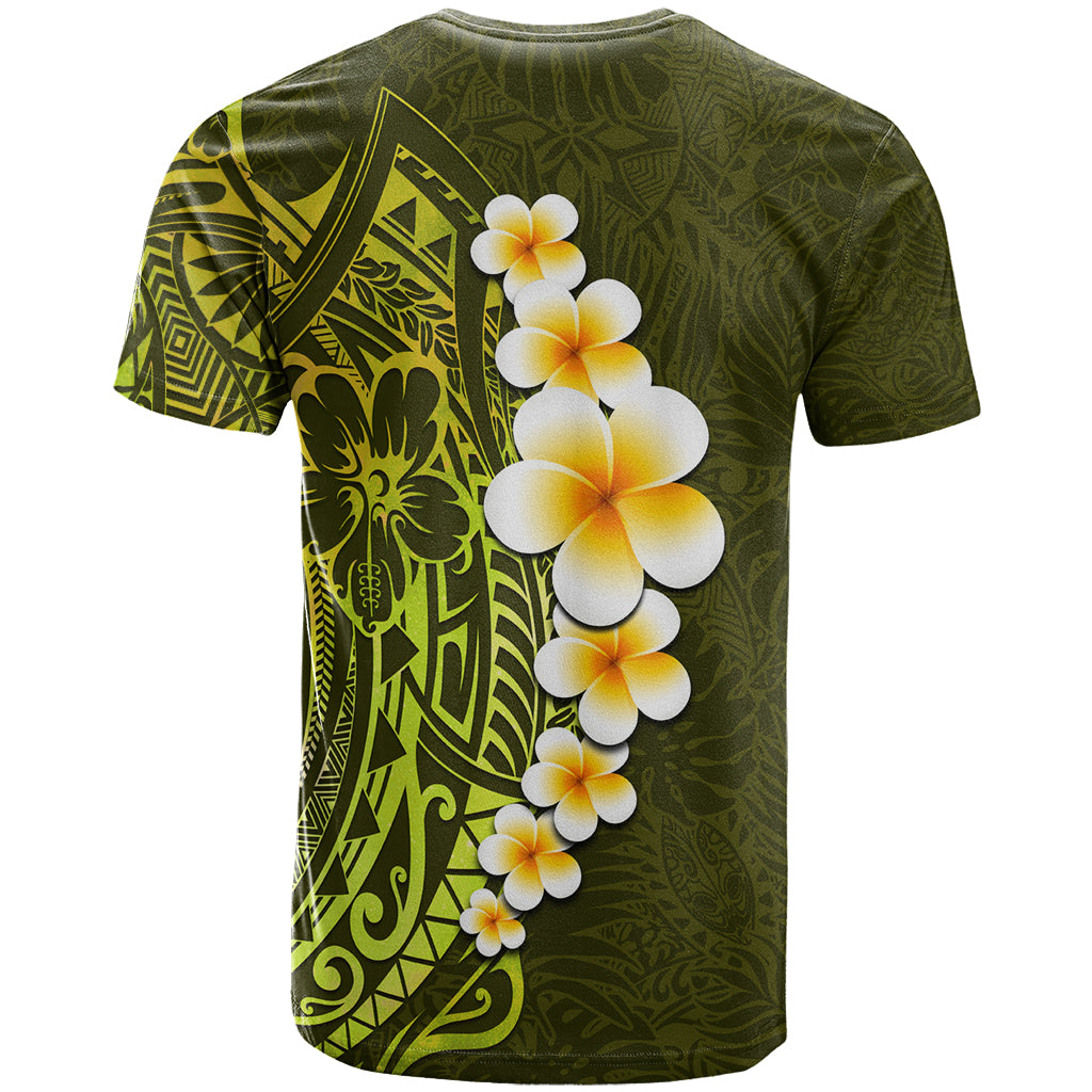Lime Green Tropical Plumeria With Galaxy Polynesian Art T Shirt LT14 - Polynesian Pride