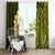 Lime Green Tropical Plumeria With Galaxy Polynesian Art Window Curtain LT14 - Polynesian Pride