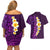 Purple Tropical Plumeria With Galaxy Polynesian Art Couples Matching Off Shoulder Short Dress and Hawaiian Shirt LT14 - Polynesian Pride