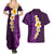 Purple Tropical Plumeria With Galaxy Polynesian Art Couples Matching Summer Maxi Dress and Hawaiian Shirt LT14 - Polynesian Pride