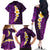 Purple Tropical Plumeria With Galaxy Polynesian Art Family Matching Off Shoulder Long Sleeve Dress and Hawaiian Shirt LT14 - Polynesian Pride