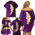 Purple Tropical Plumeria With Galaxy Polynesian Art Family Matching Off Shoulder Short Dress and Hawaiian Shirt LT14 - Polynesian Pride