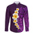 Purple Tropical Plumeria With Galaxy Polynesian Art Family Matching Puletasi Dress and Hawaiian Shirt LT14 Dad's Shirt - Long Sleeve Purple - Polynesian Pride