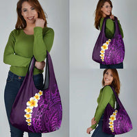 Purple Tropical Plumeria With Galaxy Polynesian Art Grocery Bag LT14 - Polynesian Pride