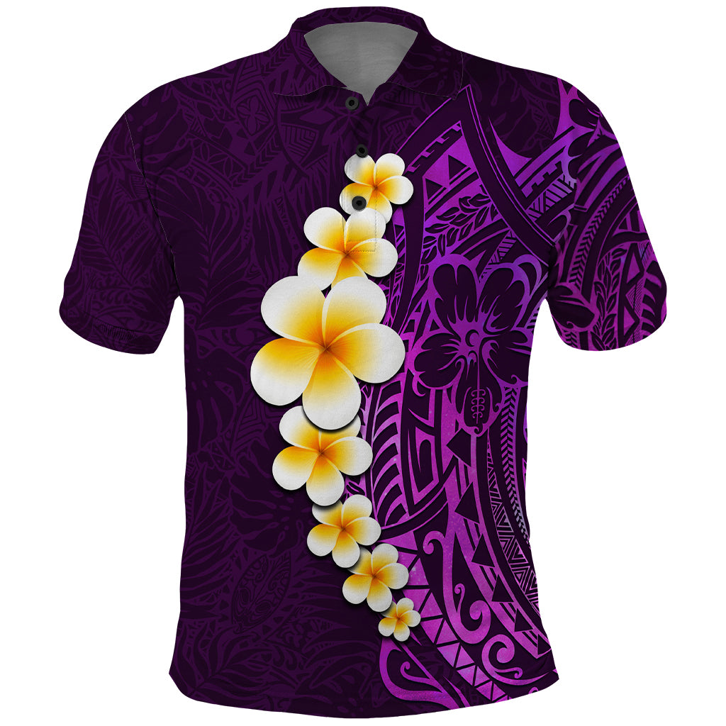 Purple Tropical Plumeria With Galaxy Polynesian Art Polo Shirt LT14 Purple - Polynesian Pride