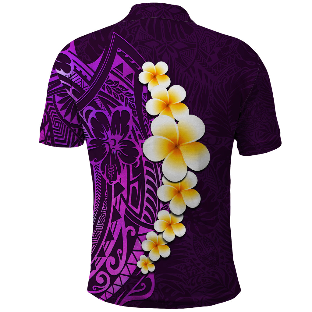 Purple Tropical Plumeria With Galaxy Polynesian Art Polo Shirt LT14 - Polynesian Pride