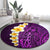 Purple Tropical Plumeria With Galaxy Polynesian Art Round Carpet LT14 - Polynesian Pride