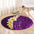 Purple Tropical Plumeria With Galaxy Polynesian Art Round Carpet LT14 - Polynesian Pride