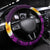 Purple Tropical Plumeria With Galaxy Polynesian Art Steering Wheel Cover