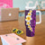 Purple Tropical Plumeria With Galaxy Polynesian Art Tumbler With Handle