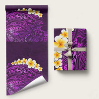 Purple Polynesia Wrapping Paper Plumeria Tropical Leaves With Galaxy Polynesian Art LT14 58" × 23" Purple - Polynesian Pride