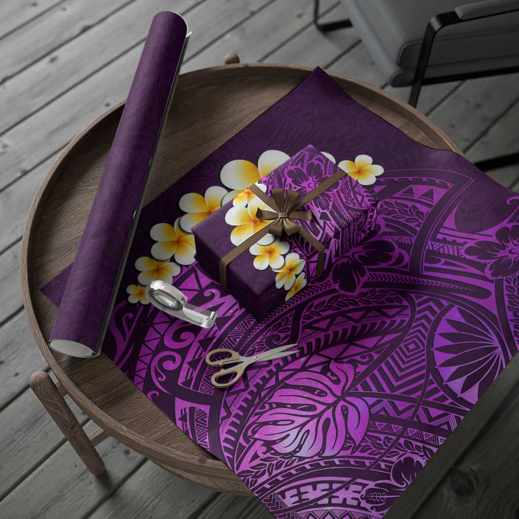 Purple Polynesia Wrapping Paper Plumeria Tropical Leaves With Galaxy Polynesian Art LT14 - Polynesian Pride