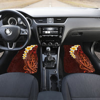 Red Tropical Plumeria With Galaxy Polynesian Art Car Mats LT14 - Polynesian Pride