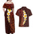 Red Tropical Plumeria With Galaxy Polynesian Art Couples Matching Off Shoulder Maxi Dress and Hawaiian Shirt LT14 - Polynesian Pride