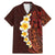 Red Tropical Plumeria With Galaxy Polynesian Art Family Matching Mermaid Dress and Hawaiian Shirt LT14 Dad's Shirt - Short Sleeve Red - Polynesian Pride