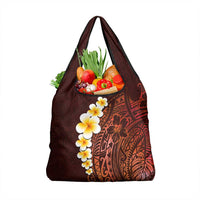 Red Tropical Plumeria With Galaxy Polynesian Art Grocery Bag LT14 1-pack One Size Red - Polynesian Pride