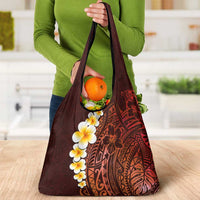 Red Tropical Plumeria With Galaxy Polynesian Art Grocery Bag LT14 - Polynesian Pride