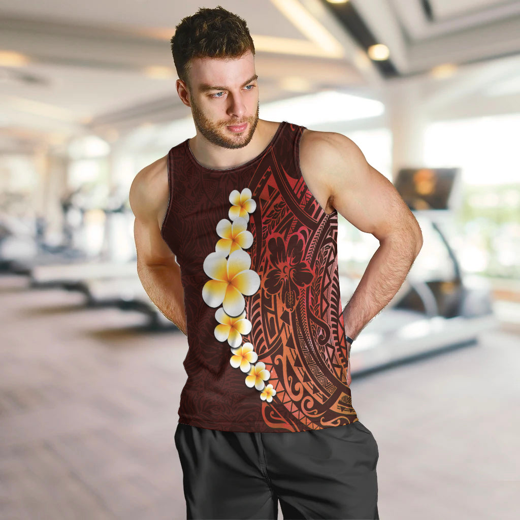 Red Tropical Plumeria With Galaxy Polynesian Art Men Tank Top LT14 Red - Polynesian Pride