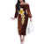 Red Tropical Plumeria With Galaxy Polynesian Art Off The Shoulder Long Sleeve Dress LT14 Women Red - Polynesian Pride