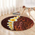 Red Tropical Plumeria With Galaxy Polynesian Art Round Carpet LT14 - Polynesian Pride