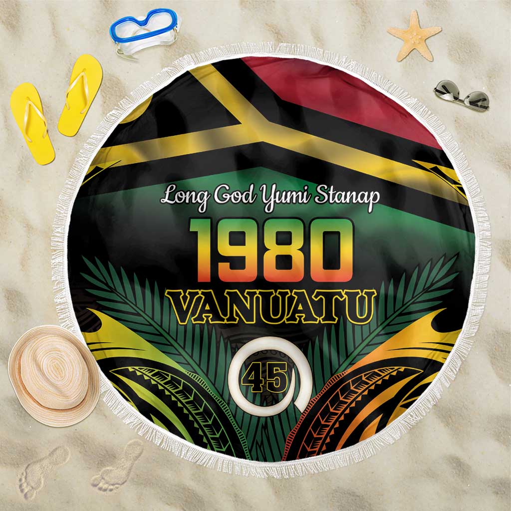 Vanuatu 1980 Beach Blanket Hapi 45 Yia Indipendens Anivesari LT14 One Size 150cm Black - Polynesian Pride