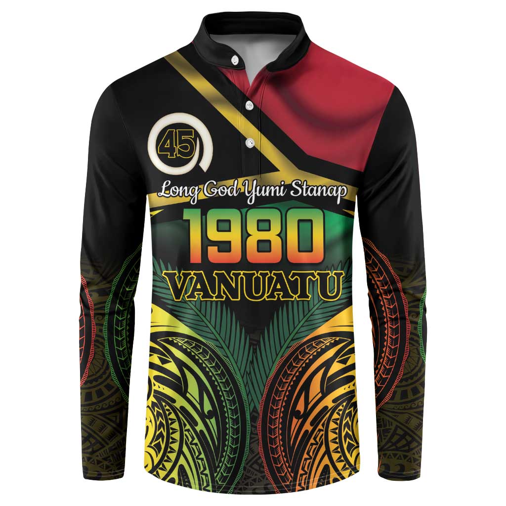 Vanuatu 1980 Button Sweatshirt Hapi 45 Yia Indipendens Anivesari LT14 Black - Polynesian Pride