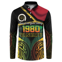Vanuatu 1980 Button Sweatshirt Hapi 45 Yia Indipendens Anivesari LT14 Black - Polynesian Pride