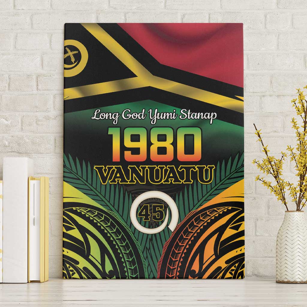 Vanuatu 1980 Canvas Wall Art Hapi 45 Yia Indipendens Anivesari LT14 Without Frame Black - Polynesian Pride