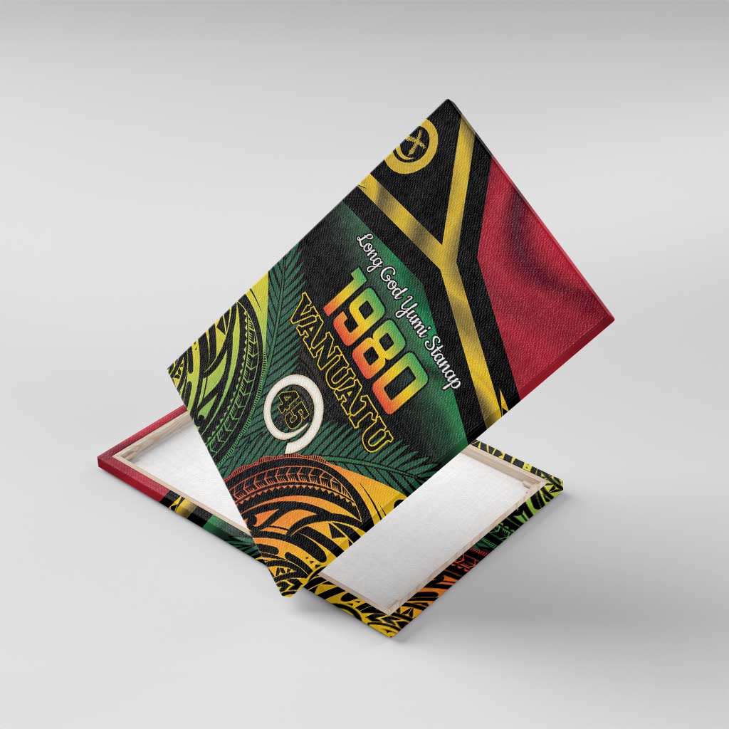 Vanuatu 1980 Canvas Wall Art Hapi 45 Yia Indipendens Anivesari LT14 With Frame Black - Polynesian Pride