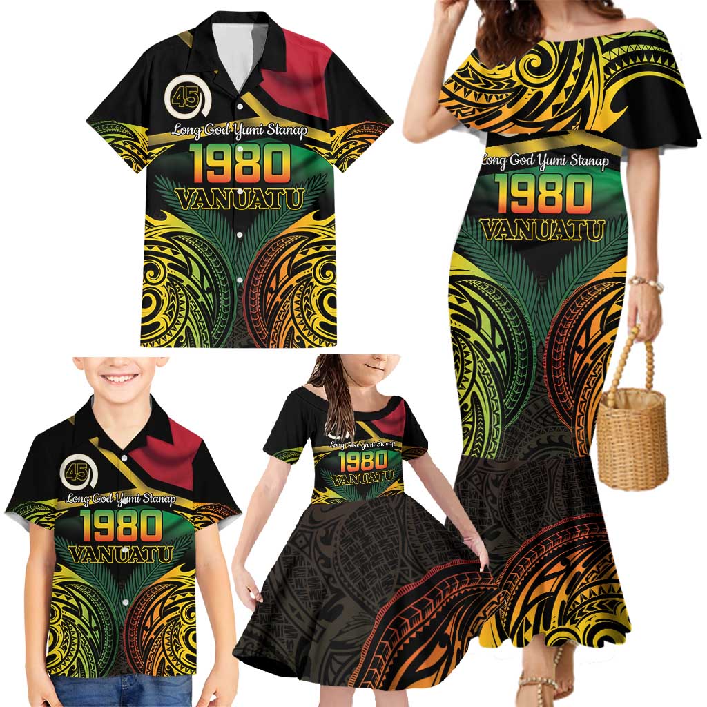 Vanuatu 1980 Family Matching Mermaid Dress and Hawaiian Shirt Hapi 45 Yia Indipendens Anivesari
